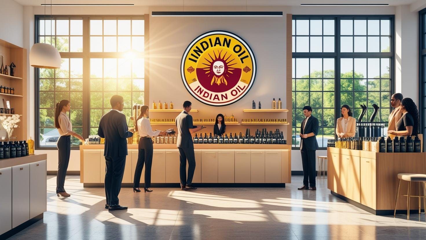 sales room of indian oil with indian oil logo